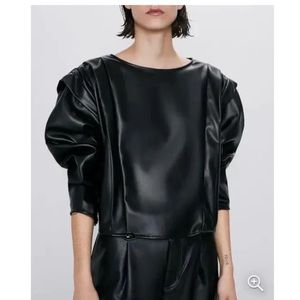 Zara vegan leather top, black, size XS